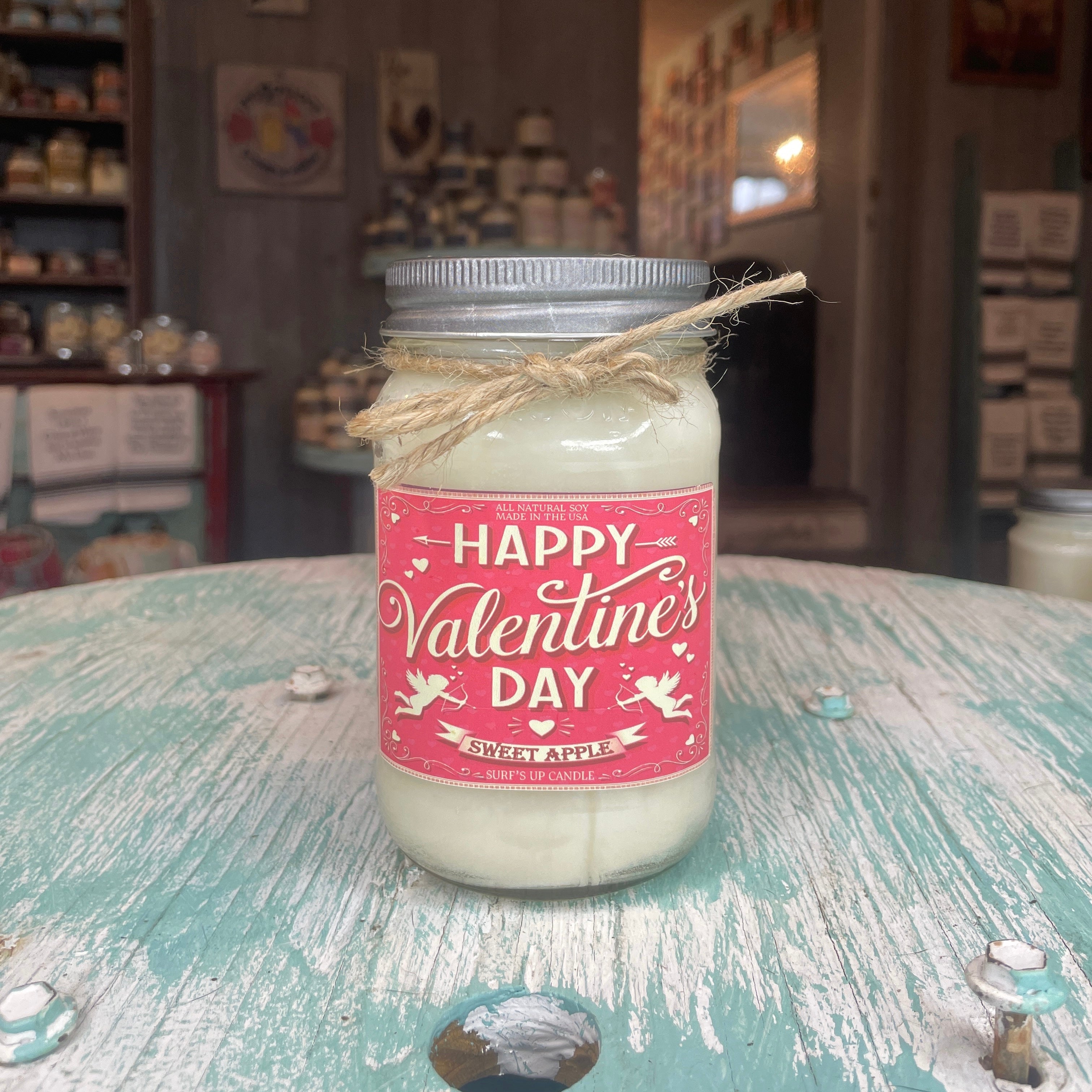 Happy Valentine's Sweet Apple Mason Jar Candle - Valentine's Day Collection