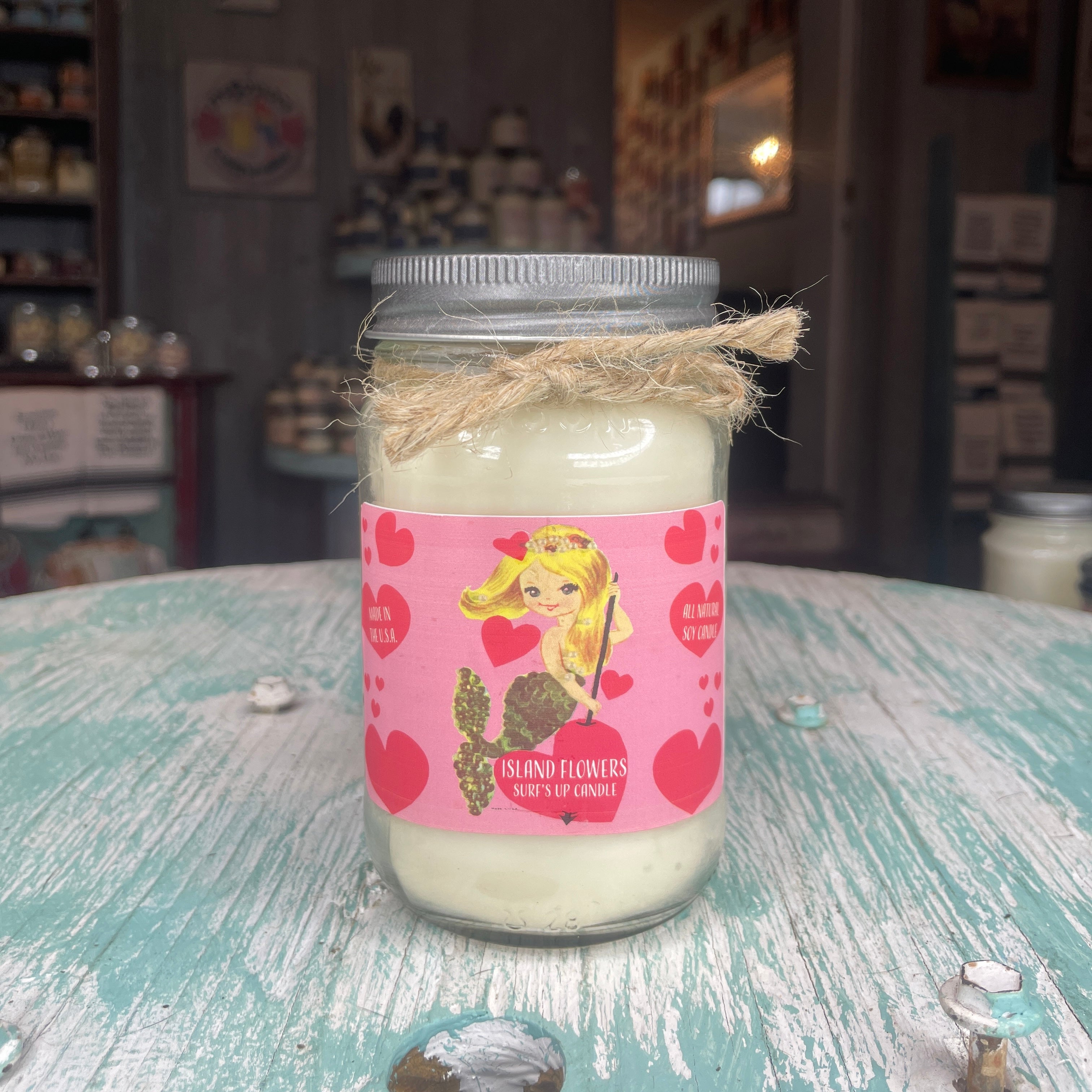 Mermaid Island Flowers Mason Jar Candle - Valentine's Day Collection