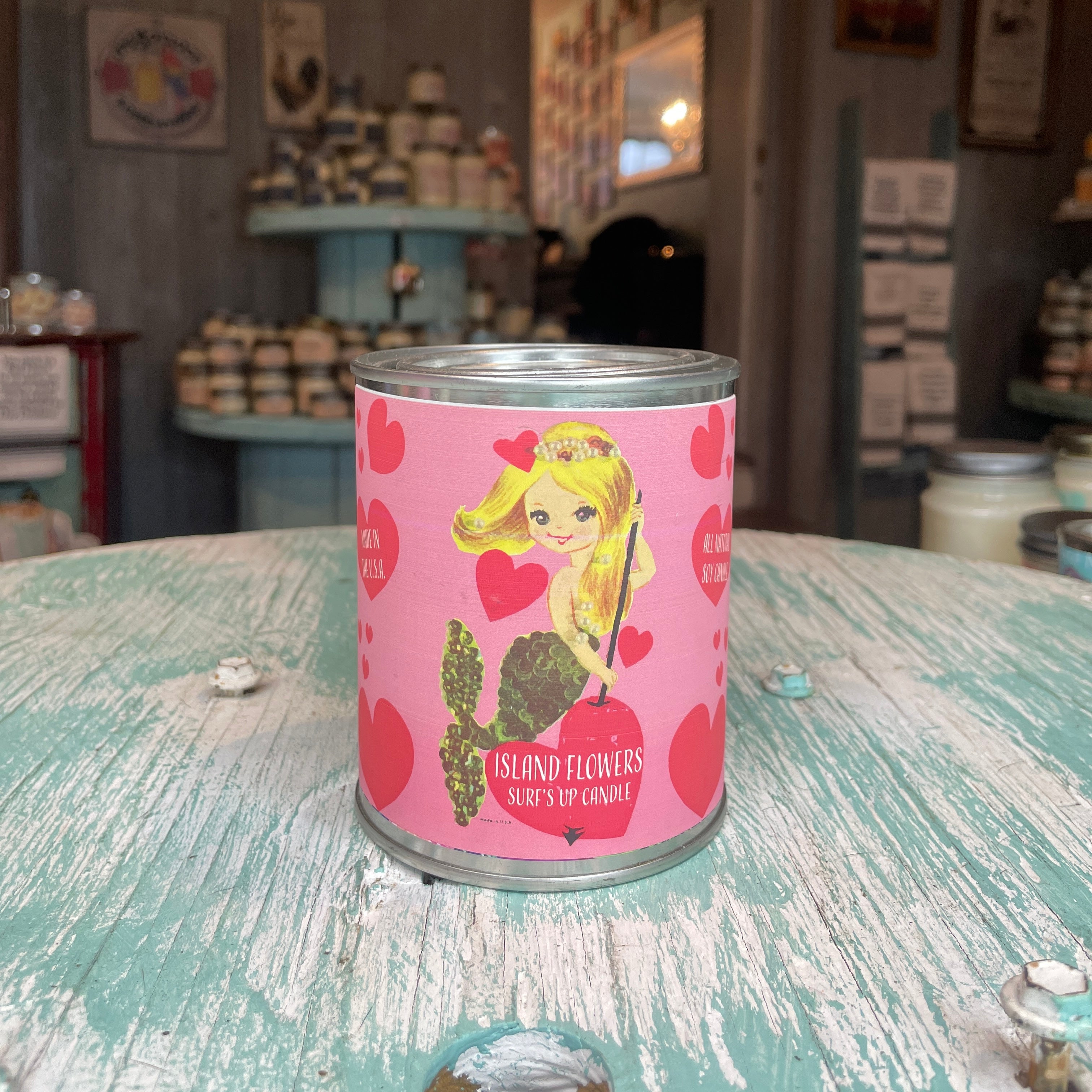 Mermaid Island Flowers Paint Can Candle - Valentine's Day Collection