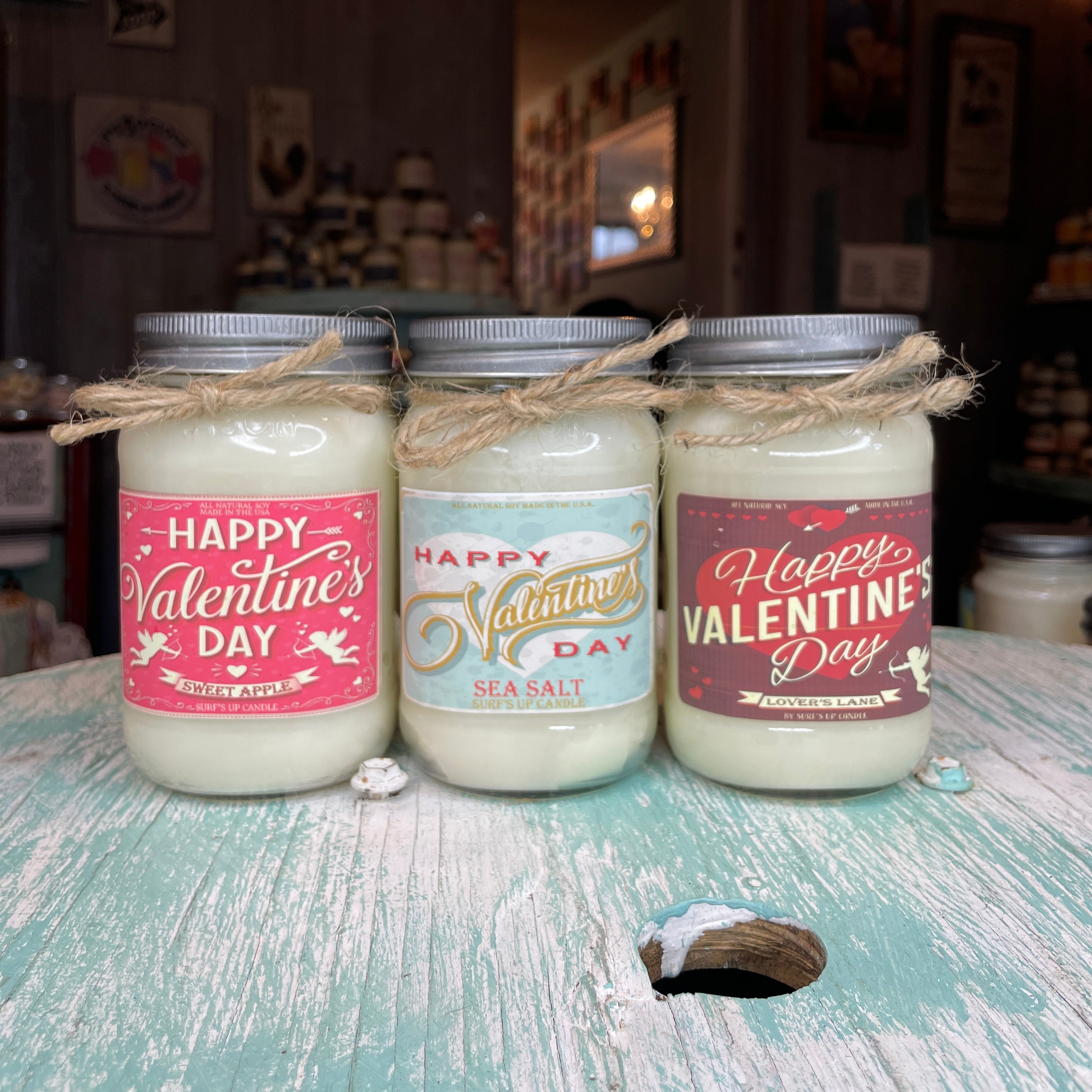 Happy Valentine's Mason Jar Candle Trio -  Valentine's Day Collection