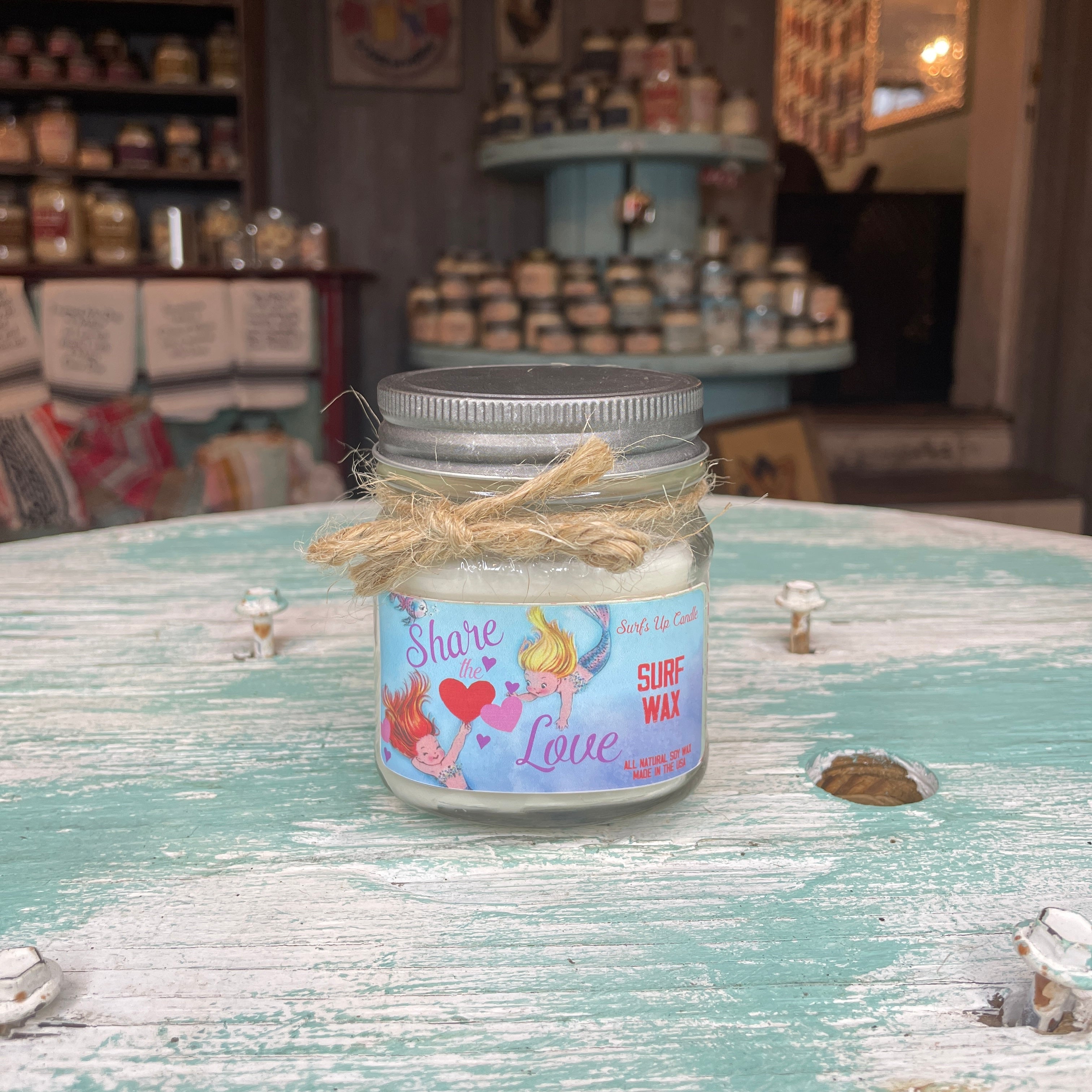 Share the Love Surf Wax Mason Jar Candle - Valentine Collection