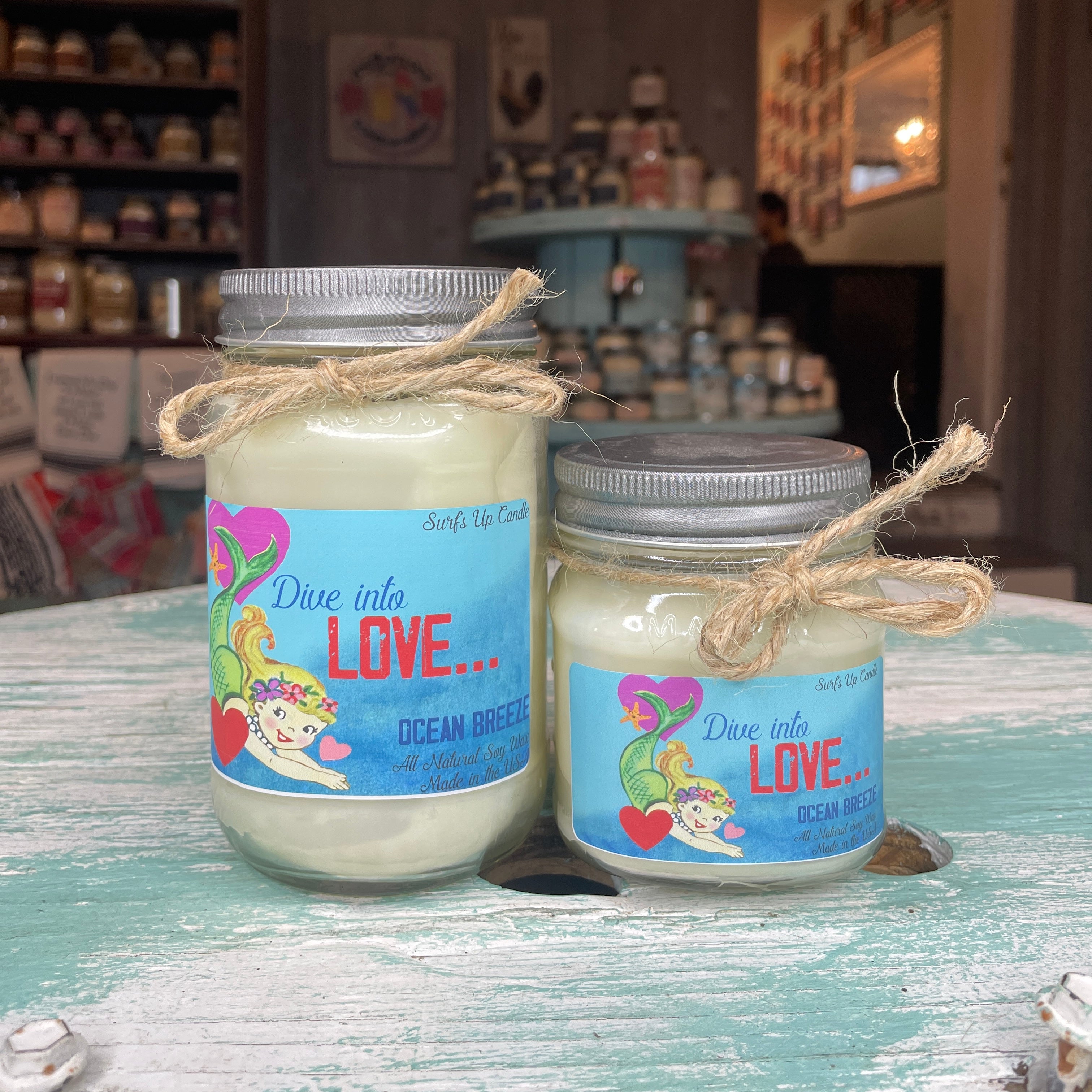 Dive into Love Ocean Breeze Mason Jar Candle - Valentine Collection