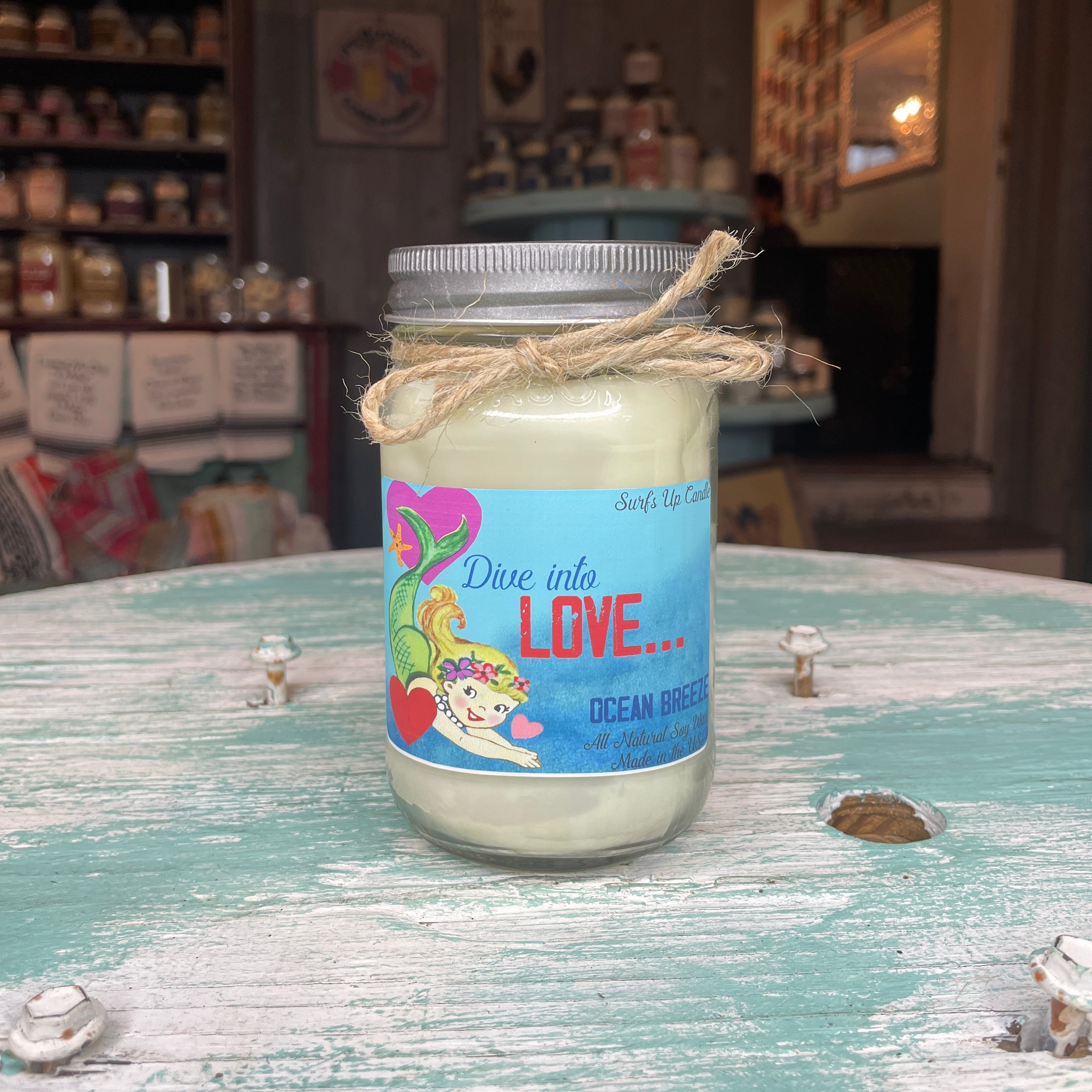 Dive into Love Ocean Breeze Mason Jar Candle - Valentine Collection