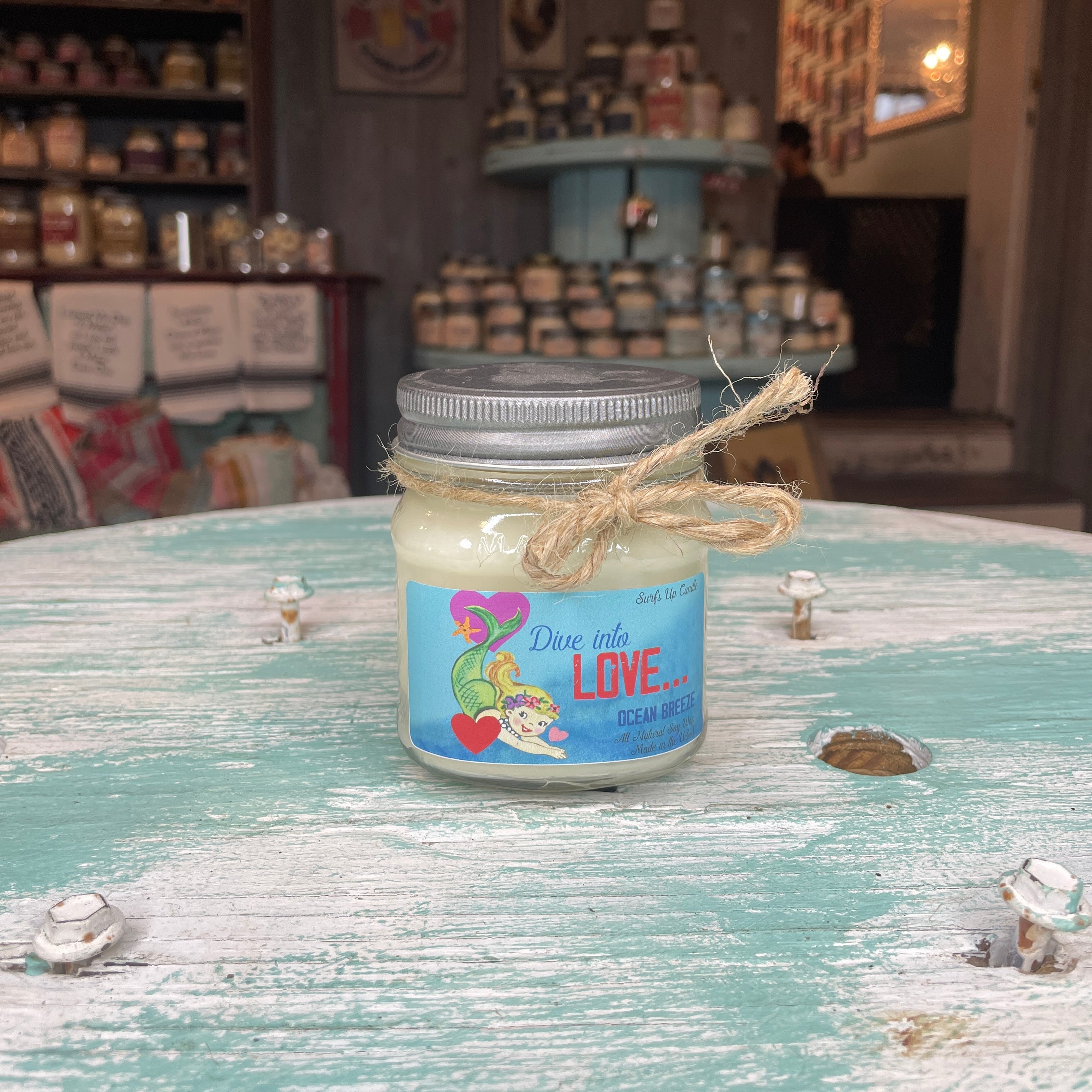 Dive into Love Ocean Breeze Mason Jar Candle - Valentine Collection