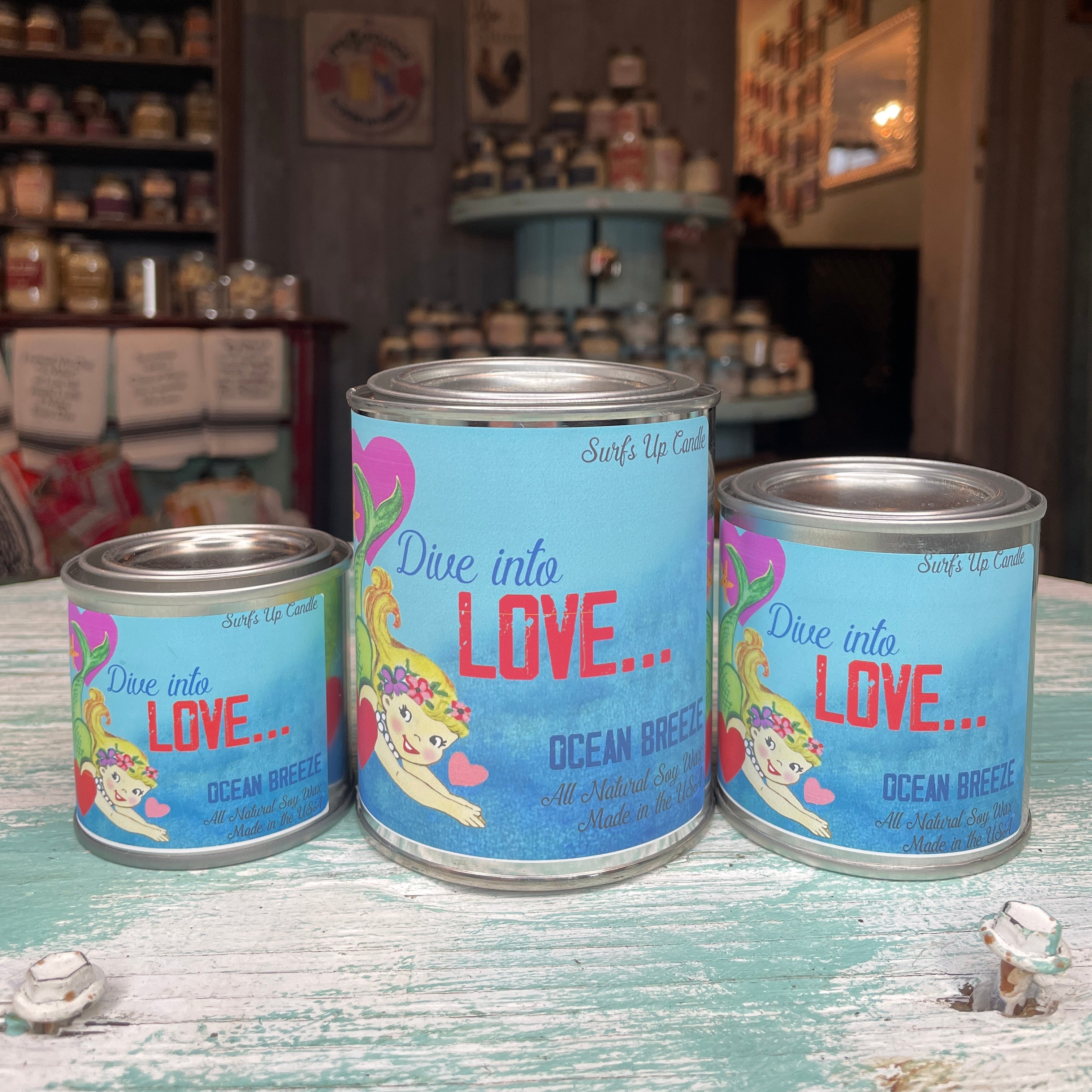 Dive into Love Ocean Breeze Paint Can Candle - Valentine Collection