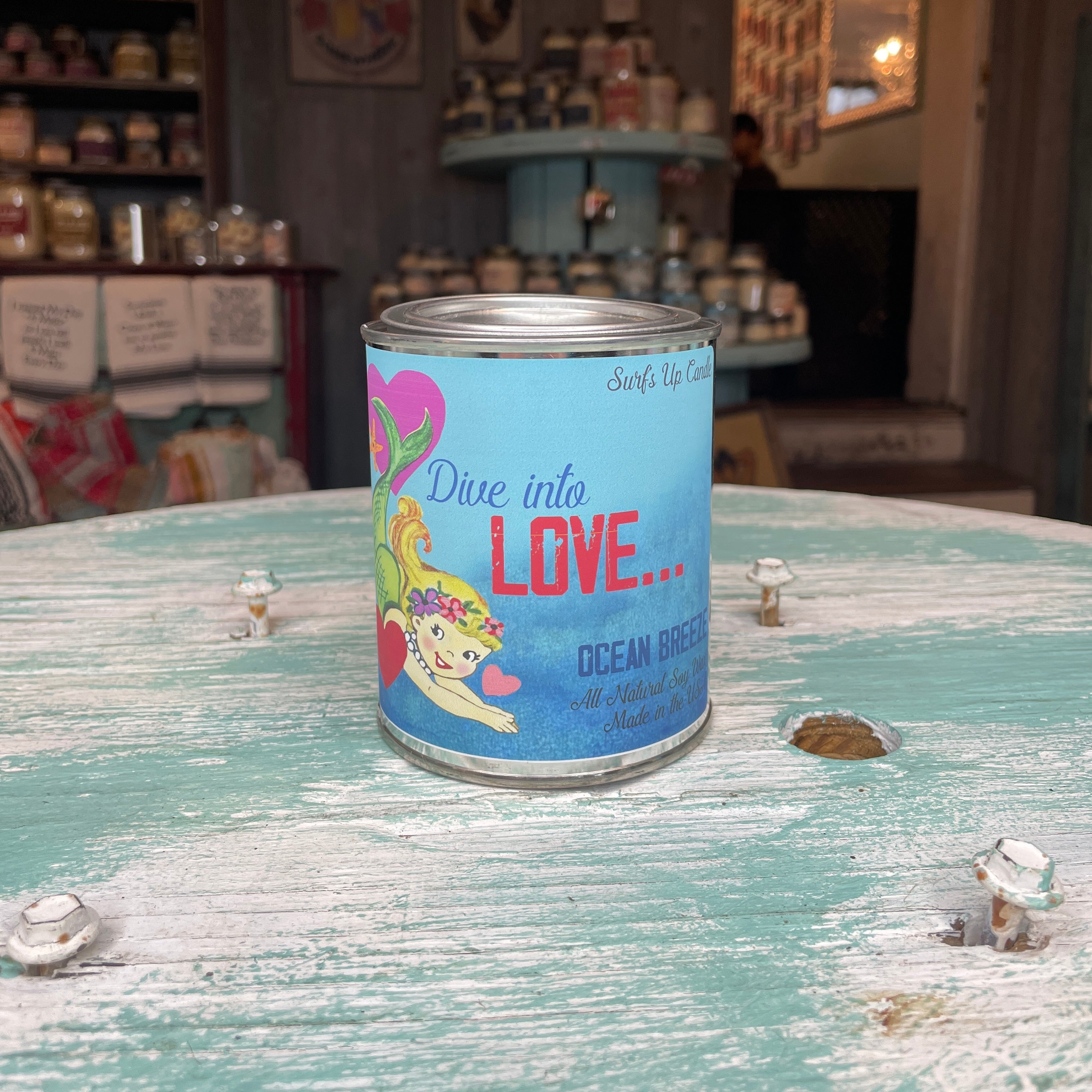 Dive into Love Ocean Breeze Paint Can Candle - Valentine Collection