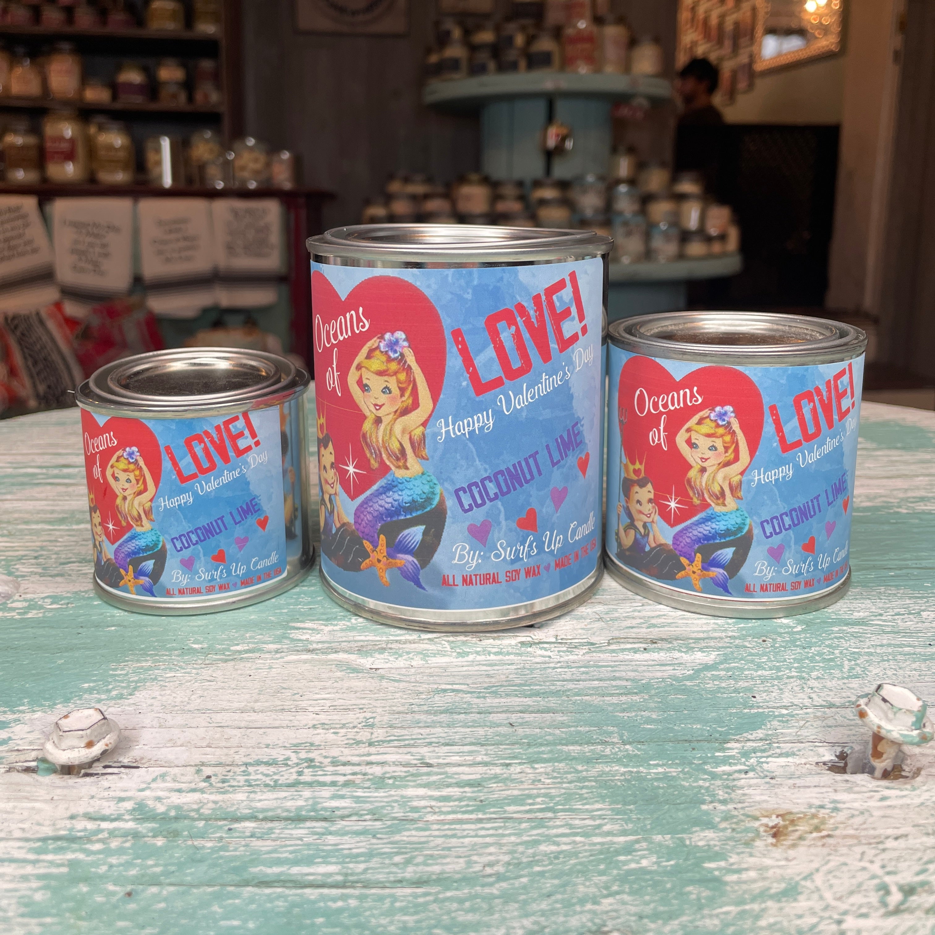 Oceans of Love Coconut Lime Paint Can Candle - Valentine Collection