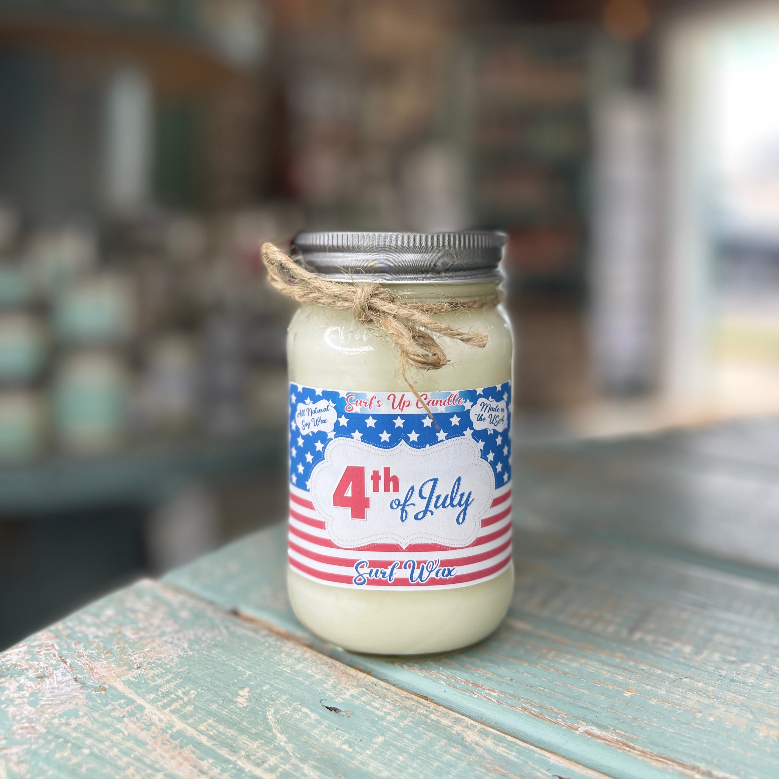 Happy 4th of July Surf Wax Mason Jar Candle - Americana Collection