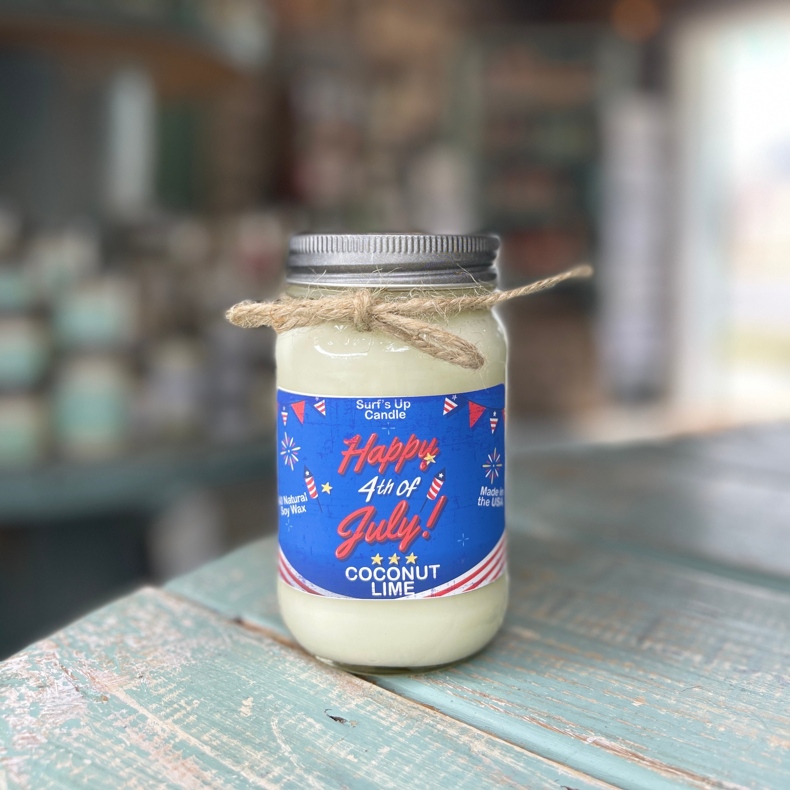 Happy 4th of July Coconut Lime Mason Jar Candle - Americana Collection